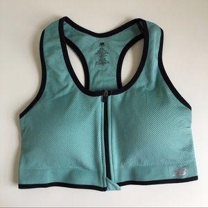 New Balance Women's Front-Zip Sports Bra in Aqua